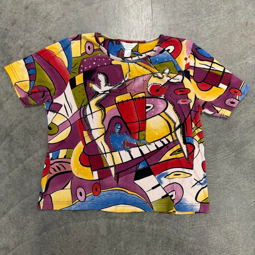 Women's Abrstract Tee Colorful Grapgic Geometric Stylized Figures 1X